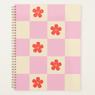 Agenda Naranja Groovy Daisy Flowers & Bonito Pink Checker