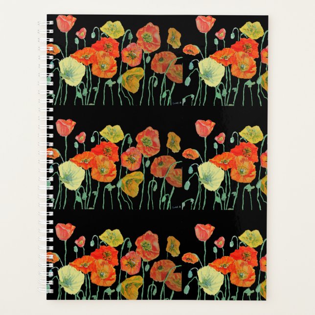 Agenda Naranja Islandia Poppy Poppies Flores Florales (Anverso)