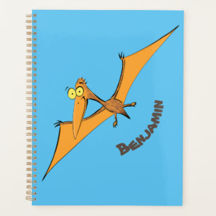 Agenda Naranja lindo y gracioso personalizado pterodáctil