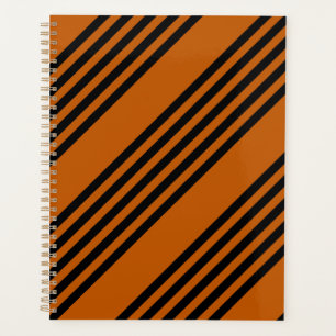 Agenda Naranja negro y quemado de cinco rayas patrón