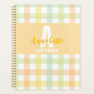Agenda Naranja Pastel azul amarillo verde Monograma Gingh
