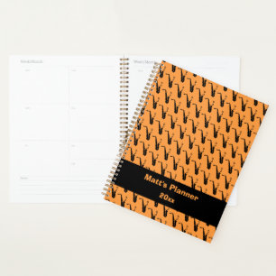 Agenda Naranja personalizado de notas de música saxofónic