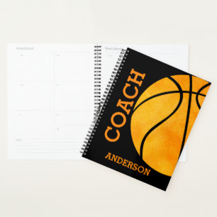 Agenda Naranja personalizado y negro entrenador de balonc