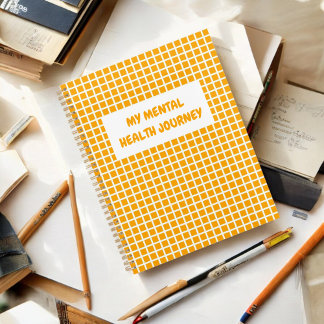 Agenda Naranja Plaid Gingham Planner Cita de Salud Mental