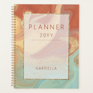 Agenda Naranja quemado moderno Cream Aqua y Resumen de Or