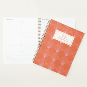 Agenda Naranja retro elegante Art Deco rosa personalizado