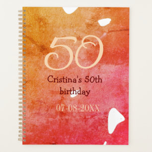 Agenda Naranja rojo 50 cumpleaños fecha de añadir nombre 