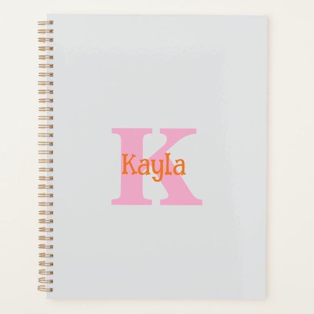 Agenda Naranja rosa Gris claro Boda de ducha de novia (Anverso)