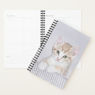 Agenda Naranja Tabby Kitten Pintura - Arte Gato Original