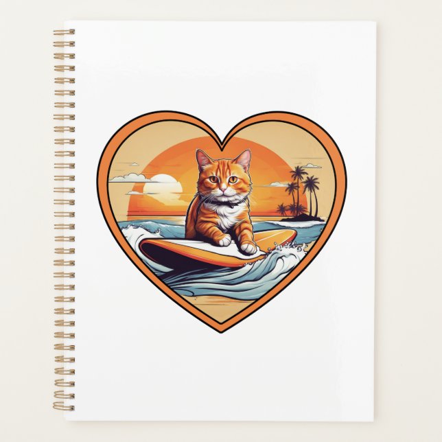 Agenda Naranja Tabby Surfing Cat (Anverso)
