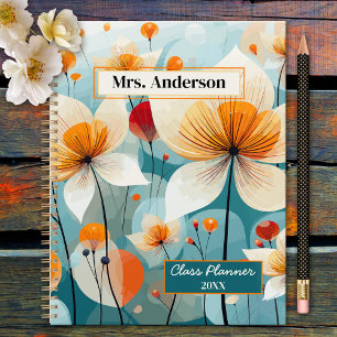 Agenda Naranja verde azulado profesor de Flores Silvestre