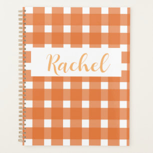 Agenda Naranja White Gingham Personalizado