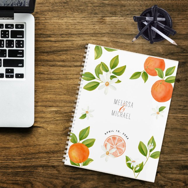 Agenda Naranjas de acuarela Naranja de cítricos Boda de f (Watercolor Oranges Citrus Orange Blossoms Wedding Planner
)