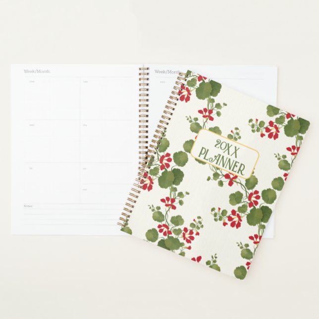 Agenda Nasturtium Flowers Cream Weekly Planner (Demostración)
