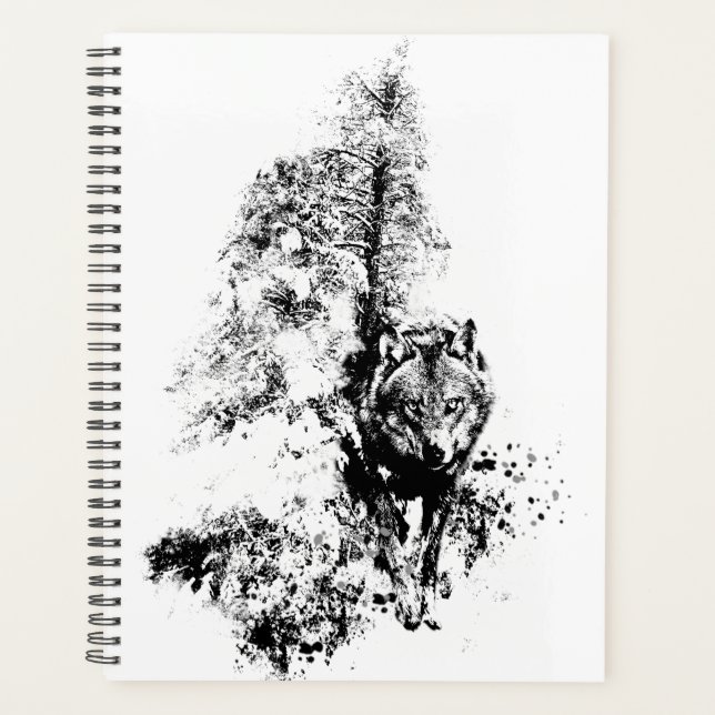 Agenda Naturaleza animal de la fauna de Gray Wolf (Anverso)