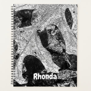 Agenda Naturaleza de la hoja negra y blanca