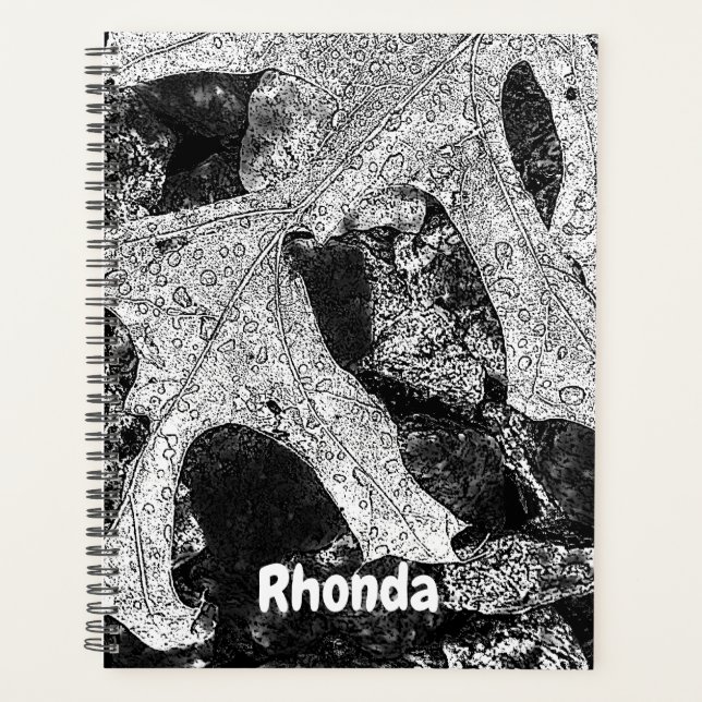 Agenda Naturaleza de la hoja negra y blanca (Anverso)