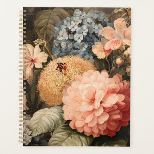Agenda Naturaleza muerta floral vintage con flor roja y b