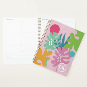 Agenda Naturaleza tropical floral rosa moderna y giratori