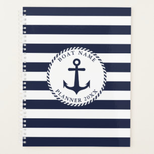 Agenda Nautical Anchor Navy Blue Boat Name 2024