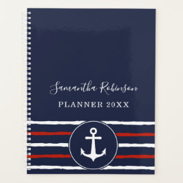Agenda Nautical Anchor Navy Blue White Red 2024