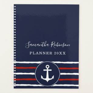 Agenda Nautical Anchor Navy Blue White Red 2024