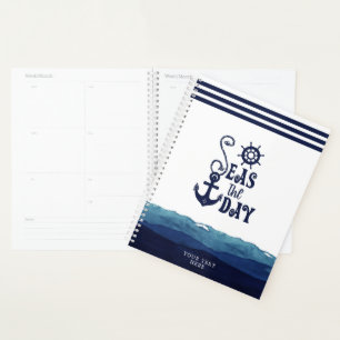 Agenda Nautical Anchor SEAS THE DAY Watercolor Waves