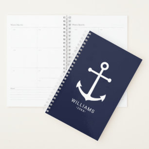 Agenda Nautical White Anchor y nombre personalizado en az