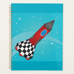 Agenda Nave Espacial Retroja Roja en el Espacio Galáctico