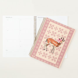 Agenda Navidad elegante con patrón de cierva rosa 