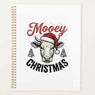 Agenda Navidad Mooey Vaca Sombrero de Santa Grabado Antig