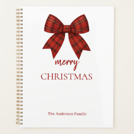 Agenda Navidad Personalizada Feliz | Lazo de Cuadro Rojo