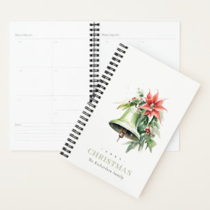 Agenda Navidades Bell Pine Poinsettia Foliage Watercolor