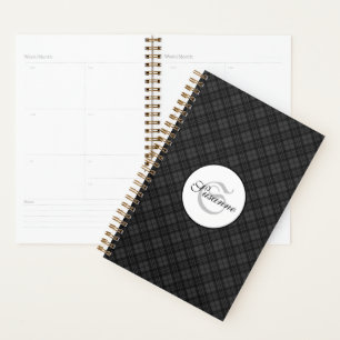 Agenda Navidades blanco y negro tartán rocian Monograma