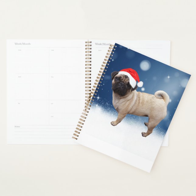 Agenda Navidades de perro de pug cutáneo Estrellas de nie (Demostración)