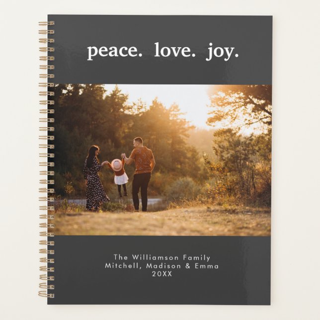Agenda Navidades de vacaciones de Peace Love Joy Foto fam (Anverso)
