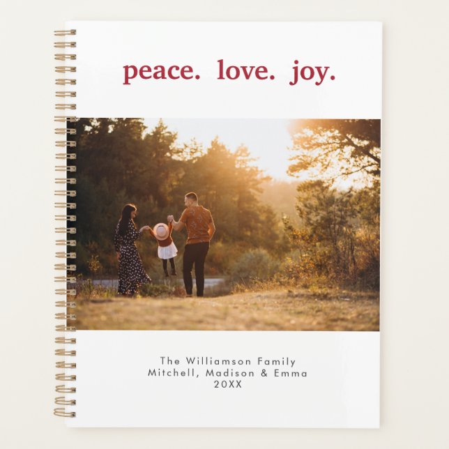 Agenda Navidades de vacaciones de Peace Love Joy Foto fam (Anverso)