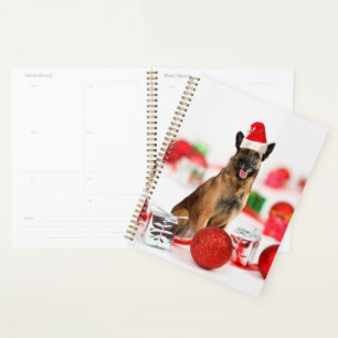 Agenda Navidades del perro pastor alemán Santa Hat Gift B