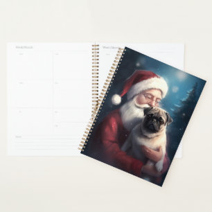 Agenda Navidades festivos de Pug con Santa Claus
