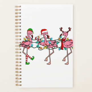 Agenda Navidades Luces Flamingo Rosa Santa Hat Holiday X