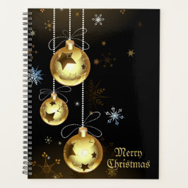 Agenda Navidades Ornamentos dorados Estrellas brillantes 