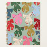Agenda Navidades retro doblan coqueta<br><div class="desc">Navidades Coloridos se doblan - Cintas de Coquette - Fondo Verde Mint.</div>