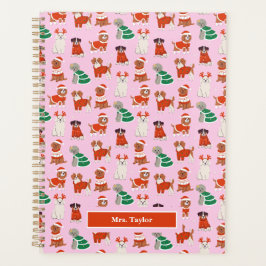 Agenda Navidades rosados Perro profesor personalizado