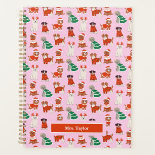 Agenda Navidades rosados Perro profesor personalizado
