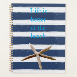 Agenda Navy Blue and White Stripes Starfish