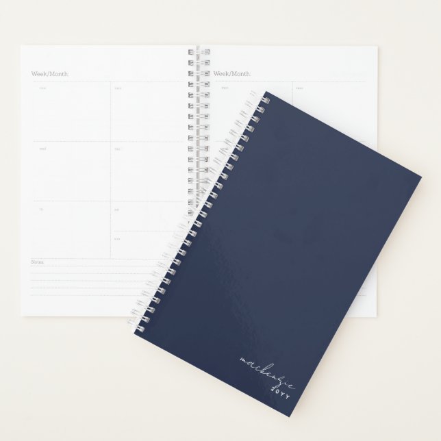 Agenda Navy Blue Elegant Simple Minimalista personalizado (Demostración)