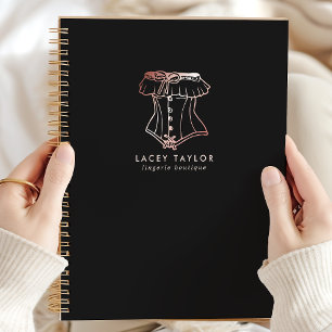 Agenda Negocio de boutique de lencería con logo de corsé