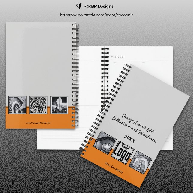 Agenda Negocio de la gama de servicios gris, negro y Nara (Gray, Black & Orange Service Collage Business Planner)