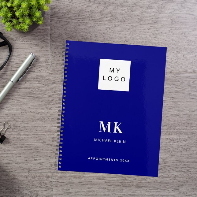 Agenda Negocio de las iniciales del monograma azul marino (Subido por el creador)