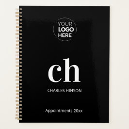 Agenda Negocio de logotipos en blanco y negro en monogram